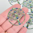 5 Metal PEACOCK FEATHER Charms Tree Filigree Enamel 1.75" chs5381