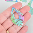 5 Metal Teardrop Charms Filigree Enamel 1-7/8" chs5382