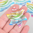 5 Metal RAINBOW FLOWER Charms Filigree Enamel 1-7/8" chs5384