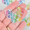 5 Metal Rainbow Butterfly Charms Filigree Enamel 1-7/8" chs5386