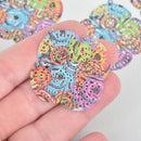 5 Metal Quatrefoil Charms Filigree Enamel 1.75" chs5387