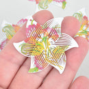 5 Metal RAINBOW FLOWER Charms Filigree Enamel 1-7/8" chs5388