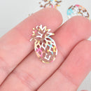 5 Metal Rainbow Pineapple Charms Filigree Enamel 7/8" chs5391