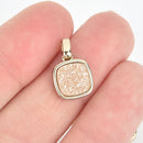 2 CHAMPAGNE GOLD Druzy Quartz Charms SQUARE Gold Brass 17x11mm chs5398