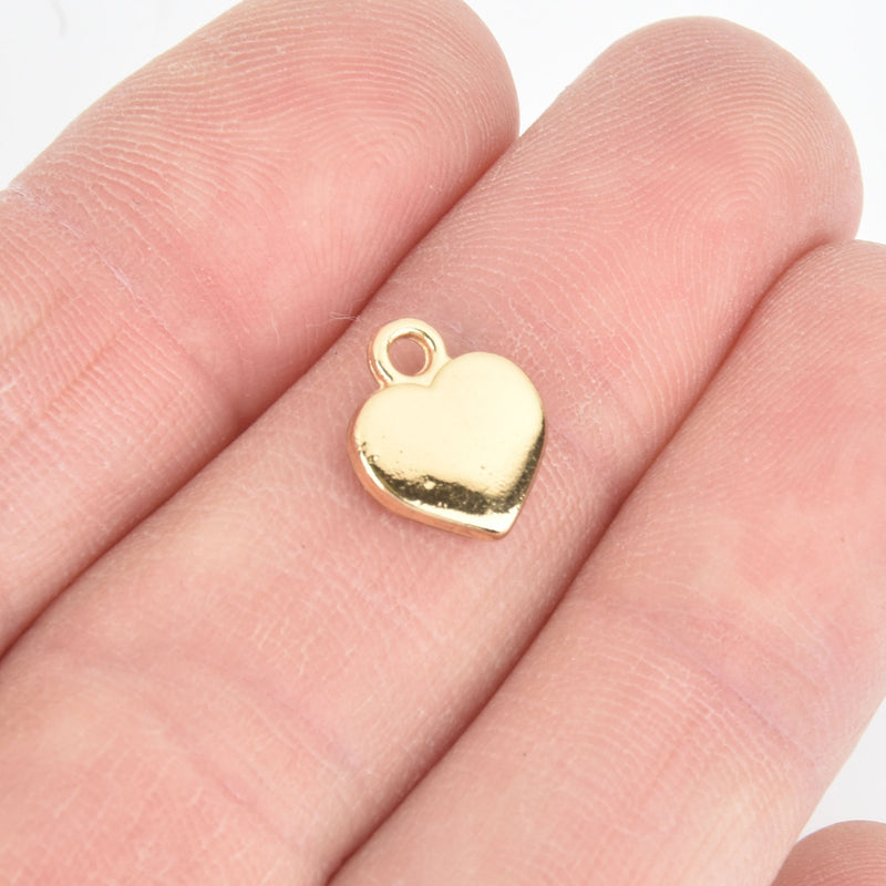 20 Gold Heart Charms 12mm chs5400