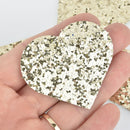 10 GOLD Faux Leather HEART Glitter Charm Pendant Vegan Leather, 2-1/4" wide chs5403