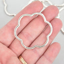 10 Large Silver FLOWER PENDANTS Connectors Charms 1-7/8" chs5440