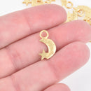 10 Matte Gold MOON and STARS Charms Pendants chs5454