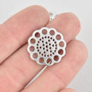 5 Matte Silver Floral Filigree Round Charm Connector flat findings 23mm diameter chs5456