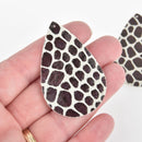 5 Faux Leather Teardrop Charms BLACK SNAKESKIN Vegan Leather Pendant 2-1/4" long chs5457