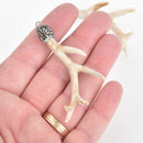 2 Antler Charms Natural Color Resin Micro Pave Branch Pendants, 2-3/8" chs5483