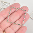 10 Silver Square Connector Links, Large Connector Pendants, 35mm chs5489