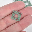 10 Square Green Filigree Charms Enamel Connector Charms, 15mm chs5494
