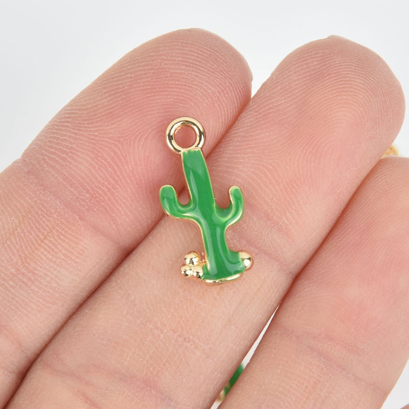 5 CACTUS Charms, Enamel Floral Charms, Plant Charms, 20mm, chs5497