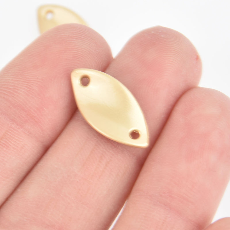 10 Matte Gold Drop Charms, Oval Leaf Connector Links, 20mm chs5510