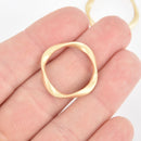 5 Matte Gold Drop Charms, Wavy Circle Washer Connector Links, 25mm chs5512