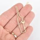 5 Matte Gold WINE BOTTLE Charms, 2-1/4" chs5514
