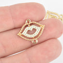 10 Gold LIPS Charms, enamel connector links 22mm chs5515