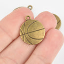 4 Bronze BASKETBALL Charm Pendants chs5517