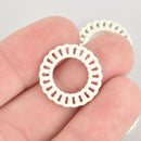10 Round White Filigree Charms Enamel Connector Charms, 20mm chs5531