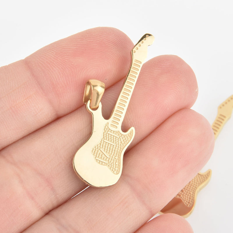 1 ELECTRIC BASS GUITAR Charm, Gold Stainless Steel chs5541