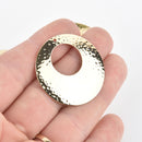 2 LIGHT GOLD Drop Charms, Hammered 14k gold plated, 35mm chs5551