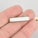 1 WHITE AB Druzy Bar Charm, Gemstone gold rectangle connector link, top loops, 1" chs5562