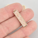 1 CHAMPAGNE Druzy Bar Charm, Gemstone gold rectangle 1-1/8" chs5566