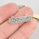 1 SILVER Druzy Bar Charm, Gemstone gold rectangle connector link, top loops, 1" chs5572