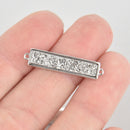 1 SILVER Druzy Bar Charm, Gemstone rectangle connector link, end loops, 1.25" chs5579