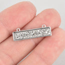 1 SILVER Druzy Bar Charm, Gemstone rectangle connector link, top loops, 1" chs5581