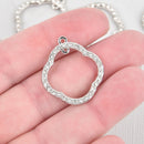 2 Silver Quatrefoil Charms Rhinestones 28mm chs5599