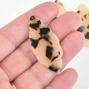 4 Acrylic Leaf Charms MOCHA Brown Terrazzo 2" chs5603