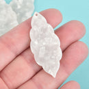 4 Acrylic Leaf Charms PEARL WHITE Terrazzo 2" chs5604