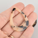 4 Acrylic Teardrop Charms MOCHA Tan and Black Terrazzo 1.75" chs5605
