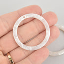 4 Acrylic Washer Ring Charms PEARL WHITE Terrazzo 1.5" chs5610