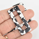 4 Acrylic Rectangle Charms EBONY Terrazzo Black and White 2" chs5618