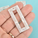 4 Acrylic Rectangle Charms PEARL WHITE Terrazzo 2" chs5620