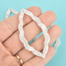 4 Acrylic Open Leaf Charms PEARL WHITE Terrazzo 2.5" chs5624