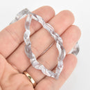 4 Acrylic Open Leaf Charms GRAY MIST Terrazzo Gray and White 2.5" chs5625