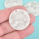 4 Acrylic Circle Charms PEARL WHITE Terrazzo 1.25" chs5626