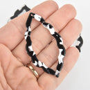 4 Acrylic Open Leaf Charms EBONY Terrazzo Black and White 2.5" chs5628