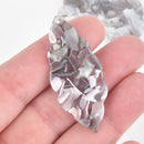 4 Acrylic Leaf Charms GRAY MIST Terrazzo Gray and White 2" chs5629