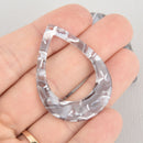 4 Acrylic Teardrop Charms GRAY MIST Terrazzo Gray and White 1.75" chs5630