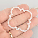 4 Acrylic Quatrefoil Flower Charms PEARL WHITE Terrazzo 2" chs5631