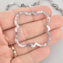 4 Acrylic Quatrefoil Flower Charms GRAY MIST Terrazzo Gray and White 2" chs5633