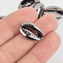 10 Gunmetal SEASHELL Charms Cowrie Shell Coffee Bean Shells 18x12mm chs5645