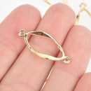 10 Gold Twist Oval Charms, Connector Links, 29mm chs5647