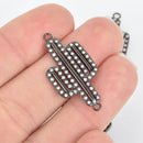 1 Gunmetal Black CACTUS Charm, Micro Pave CZ, 32mm, chs5654