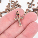 10 Copper Cross Charms EGYPTIAN ANKH CROSS chs5656